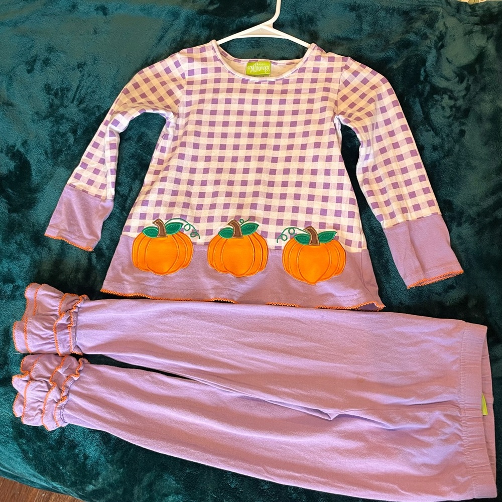 Purple Gingham Pumpkin Top and Pants Set